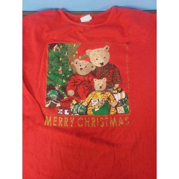 Vintage Sweet Blondie XL Christmas Shirt Teddy Bear Christmas Red Long Sleeve - Picture 3 of 9